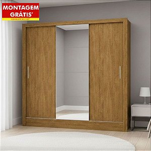 Guarda Roupa Carioca Santiago Plus 3 Portas 3 Gavetas 179cm com Espelho Cinamomo