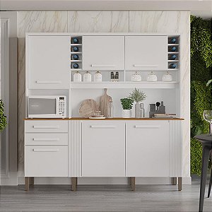 Armário de Cozinha Salleto Catar Modulado 6 Portas 2 Gavetas Branco