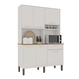 Kit Cozinha Salleto New Sienna Madeira 6 Portas 1 Gaveta 1,40m x 2,00m Branco