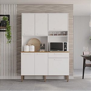 Armário de Cozinha Salleto New Sienna Modulado 6 Portas 1 Gaveta Branco