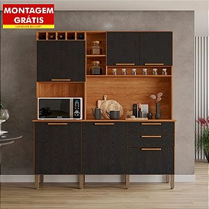Armário de Cozinha Salleto New Topázio Cinamomo/Preto