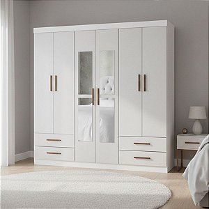 Guarda Roupas Carioca Hercules 6P 4G Espelho 177cm Branco