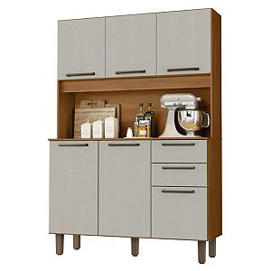 Kit Cozinha Zanzini Pop 6 Portas 2 Gavetas 1,74m x 1,20m Cinamomo com Areia