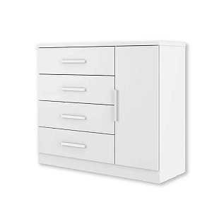 Comoda Sapateira Zanzini Genova Plus 1 Porta e 4 Gavetas 1,14m x 0,98m Branco Absoluto