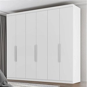 Guarda Roupa Zanzini Evidence Plus 2,30m x 2,30m 6 Portas 4 Gavetas Branco Absoluto