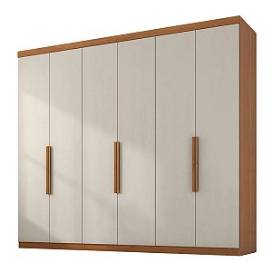 Guarda Roupa Zanzini Evidence Plus 2,30m x 2,30m 6 Portas 4 Gavetas Cinamomo com Areia