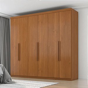 Guarda Roupa Zanzini Evidence Plus 2,30m x 2,30m 6 Portas 4 Gavetas Cinamomo