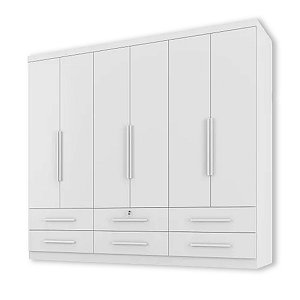 Guarda Roupa Zanzini Maximus Plus 2,30m x 2,30m x 0,46m 6 Portas 6 Gavetas Branco Absoluto
