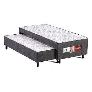 Cama Box Polar Compact Plus com Auxiliar Solteiro 0,88m x 1,88m x 0,40m