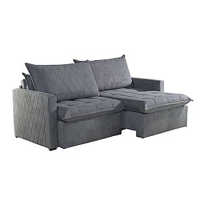 Sofa Cama Teixeria Bauru 2,00m com Pillow Tecido 330 Chumbo