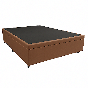 Base Bau Dream Box Vazado 1,38m x 1,88m x 0,41m Tecido Linhão Marrom