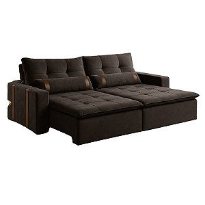 Sofá Retrátil Pinheiro Londres 2,00m Reclinável Tecido Veludo 105B Marrom