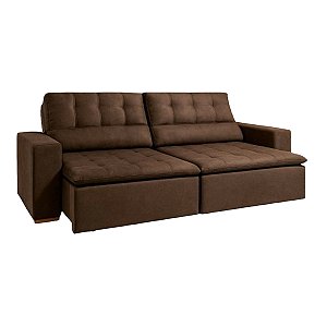 Sofá Retrátil Pinheiro Cairo 2,00m Reclinável Tecido Veludo 105B Marrom