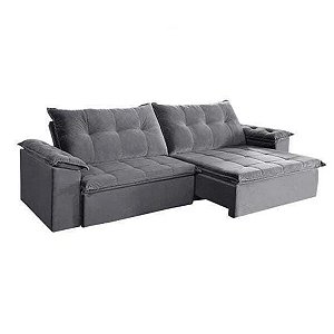 Sofá retrátil Ecotec Soberano 2,30m Tecido Boucle Grafite