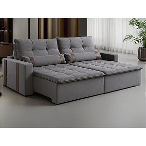 Sofá Retrátil Pinheiro Londres 2,00m Reclinável Tecido Veludo Bege