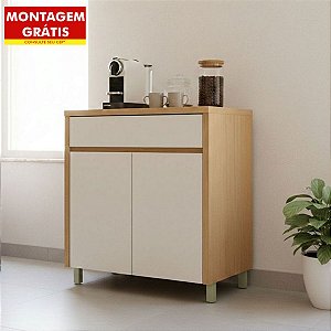 Balcão Nesher Condessa Modulado 2 Portas 1 Gaveta Carvalho/Greige