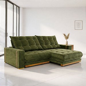 Sofá Retrátil Teixeira Guaxupé Pillow Top 2,90m Boucle Verde