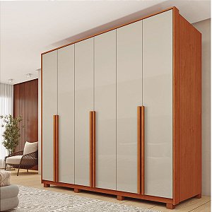 Guarda Roupas Tcil Master 6 Portas 2,01m x 2,24m x 0,46m Cinamomo com Off White