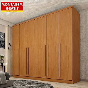 Guarda Roupas Tcil Sevila 6 Portas 8 Gavetas 2,70m x 2,40m x 0,55m Cinamomo