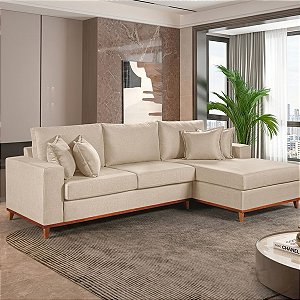 Sofá com Chaise Martins M187 Prime 2,30m x 1,50m B402 Linho Bege
