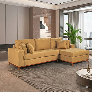 Sofá com Chaise Martins M187 Prime 2,30m x 1,50m Couríssimo Marrom