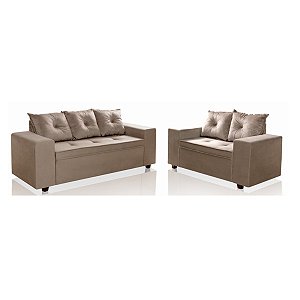 Sofá PAM Aracaju 2 e 3 lugares Tecido 813 Bege