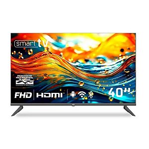 Smart TV HQ 40" Full HD tela sem bordas Android 12 design Slim HQS40NKHM
