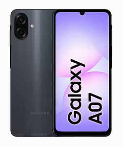 Smartphone Samsung A07 128GB Preto 4GB RAM Tela 6,7" Câm. Dupla + Selfie 8MP