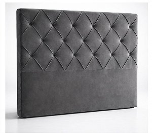 Cabeceira GN Elegance Solteiro Estofada Capitonê Cinza 0,90m