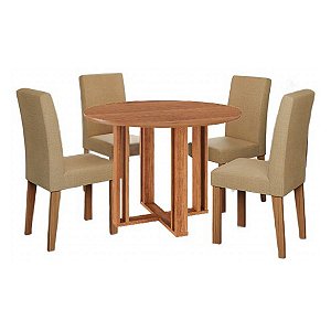 Mesa de Jantar Cimol Flora Redonda 1,09m com 4 Cadeiras Maia Cinamomo/Joli