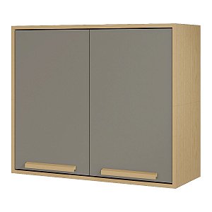 Armário Aéreo Cozinha Salleto Florida Modulado 2 Portas 80cm Jequitibá/Granizo