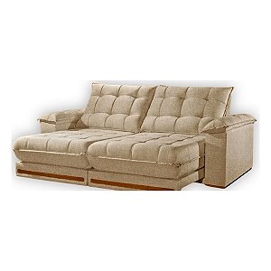 Sofá Retrátil Teixeira Barcelona 2,90m Pillow 30cm Tecido LX 459 Bege
