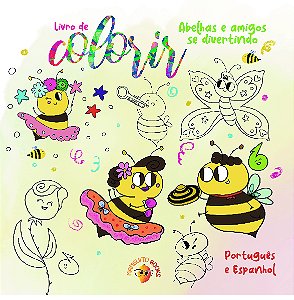 Abelhas e amigos se divertindo livro de colorir