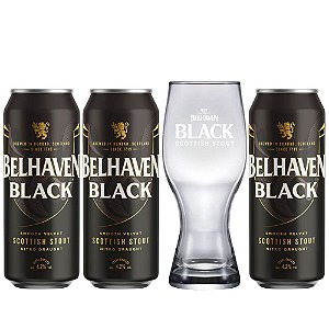 Combo Especial Belhaven Black Scottish Stout - 3 Latas + Copo