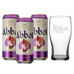 Kit Greene King Abbot Ale - 3 Latas 500ml + Copo