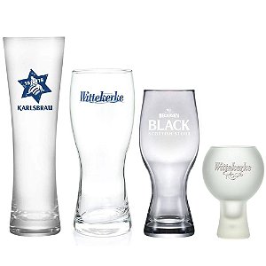 Combo 4 Copos Especiais — Karlsbrau, Belhaven Black, Wittekerke Rosé & Wittekerke Witbier