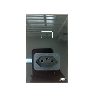 INTERRUPTOR INTELIGENTE TOUCH + TOMADA  PRETO  AITEK ALPHA-110-1P