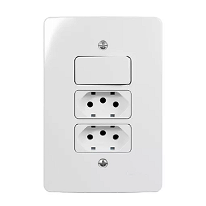 INTERRUPTOR SIMP 6A-250V + 2 TOMADAS 2P+T 10A 250V 4X2 RENOVA MARGIRIUS 21369