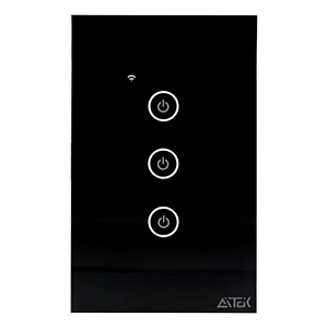 INTERRUPTOR INTELIGENTE TOUCH PRETO COM 3 BOTOES  (BIVOLT)  ALPHA-100-3P