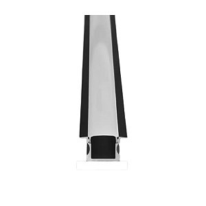 PERFIL DE EMBUTIR 3 METROS BASE PRETA DIFUSOR BRANCO 13,5X13MM 40308B