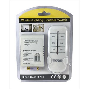 CONTROLE DE ILUMINAÇÃO SEM FIO 4 SEÇÕES BRAVO LED 30051