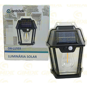 LUMINARIA LED SOLAR PARA AREA EXTERNA RECARREGAVEL SENSOR DEPRESENCA - ON-LU103