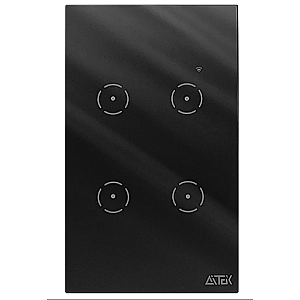 INTERRUPTOR INTELIGENTE TOUCH COM 4 BOTOES - WIFI/BLUETOOTH - TENSAO DE ENTRADA (BIVOLT): 100-240V - ALPHA-100-4P