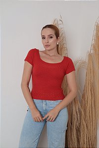 Blusa Cropped Feminina Manga Curta
