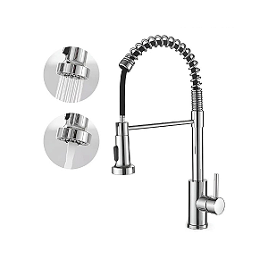 TORNEIRA DE COZINHA MONOCOMANDO GOURMET AÇO INOX HONGYU - PRATEADO BRILHANTE