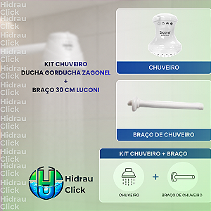 Kit Chuveiro Completo Ducha Gorducha com Braço 30 Cm - 220v