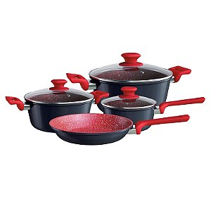 Conjunto Jogo de Panelas Antiaderente Colorstone Titânio 4 peças Euro
