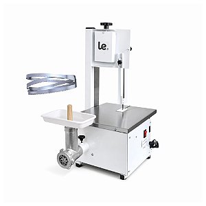 Kit Serra Fita com Moedor Boca 5 Semi Inox + Lâmina 1,46 Açougue Carne Osso Leggero