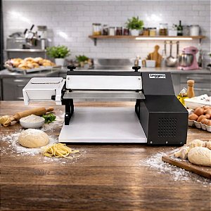 Cilindro Laminador Elétrico 28cm Massas Pão Cortador Talharim Preto Leggero