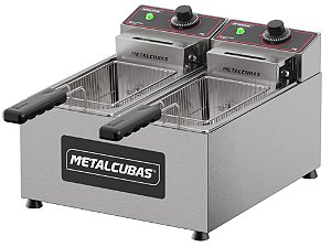 Fritador Elétrico Aço Inox Escovado GN 1/3 6L Metalcubas 2 Cubas FE2C